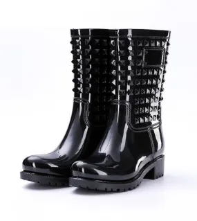 Comemore Women's High Spring Rain Boots Size 43 Waterproof Non-Slip PVC Rivet Footwear