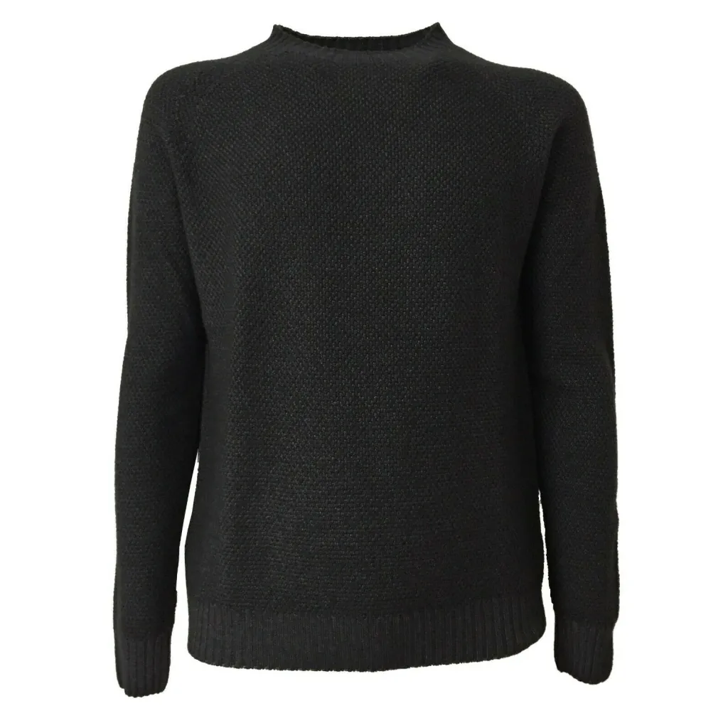 H953 Men's Round Neck Rice Grain Sweater HS2940 Anthracite Made in Italy