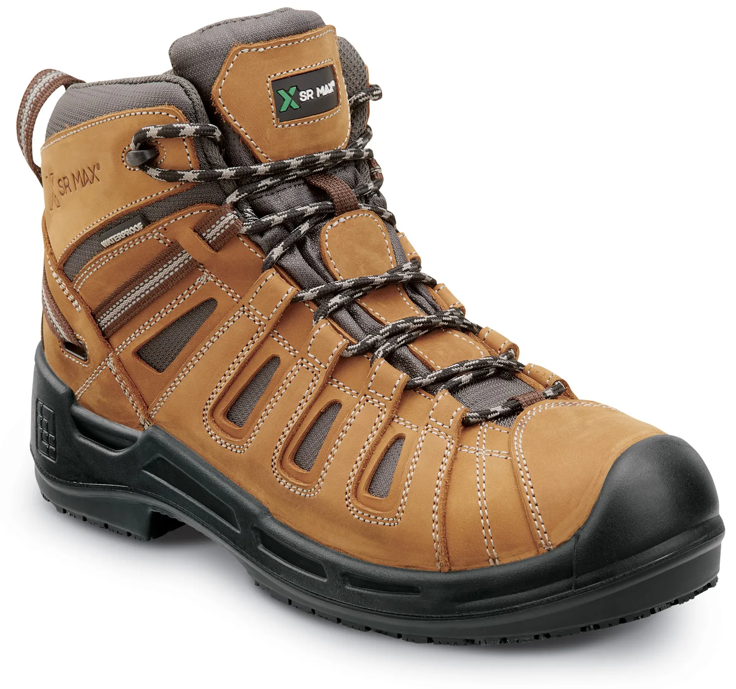 Men's Brown Hiker Style Comp Toe EH Waterproof MaxTRAX Slip Resistant Work Boot by SR MAX Concord