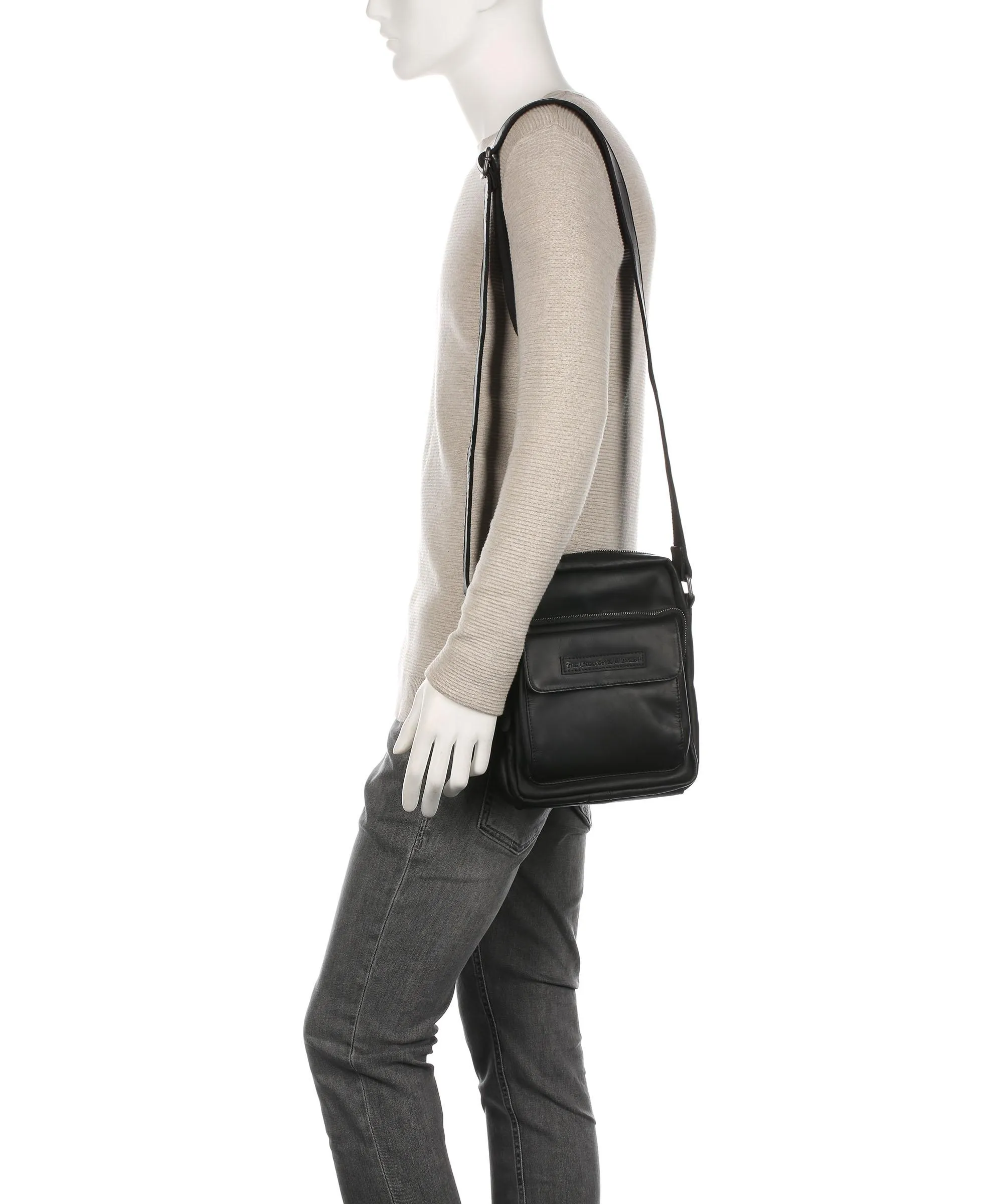  The Chesterfield Brand Bath Borsa a tracolla pelle di vacchetta pull-up nero  